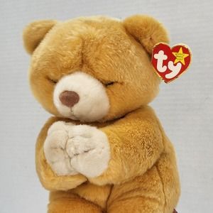 Ty Buddy Hope the Bear Kneeling Praying Soft Plush Stuffed Golden Brown Teddy